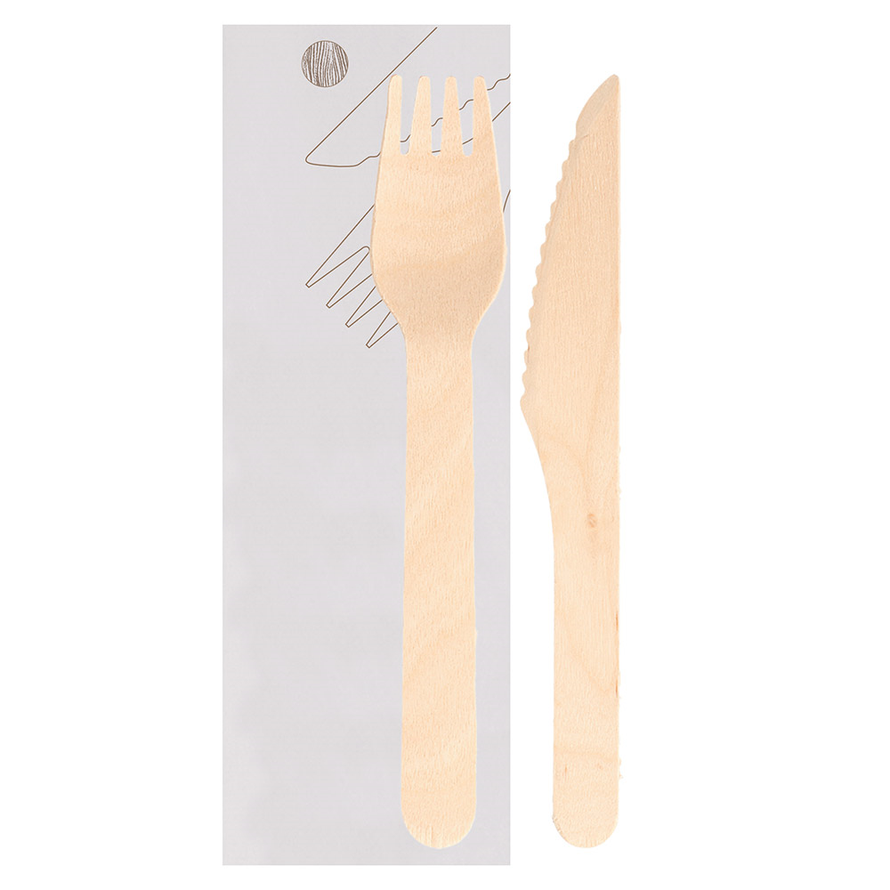 250.85-SET 2/1 FORCHETTA, COLTELLO 'WOOD' MAKAN  16 CM NATURALE LEGNO (100 u.)
