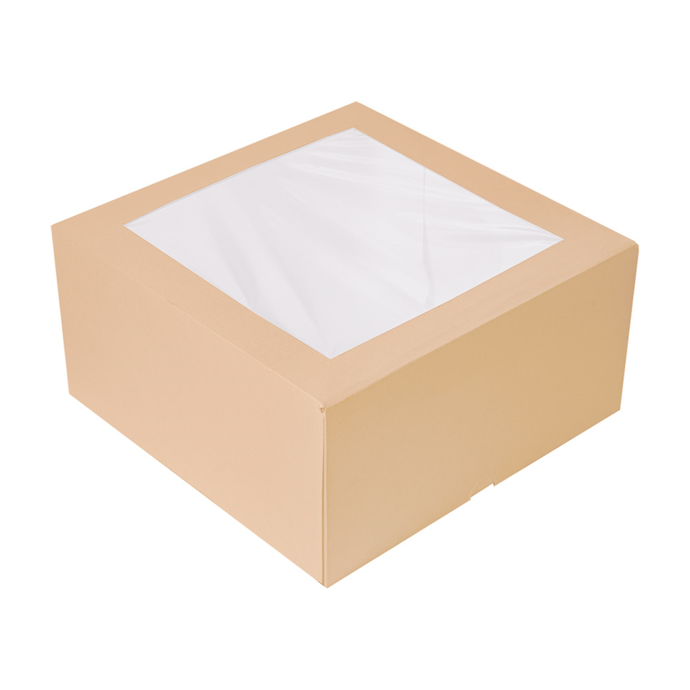 253.46-SCATOLE PER PASTICCERIA CON FINESTRA 'THEPACK'  24x24x12 CM NATURALE CARTONE NANO-MICRO + OPP (50 u.)