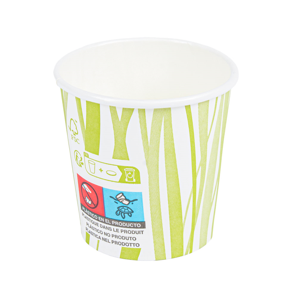 271.07-BICCHIERI BEVANDE FREDDE E CALDE 1 PARETE 'COMPOSTABLE GRASS' 120 ML - 4 oz 230 G/M2 Ø6,3/4,5x6 CM BIANCO CARTONE (50 u.)