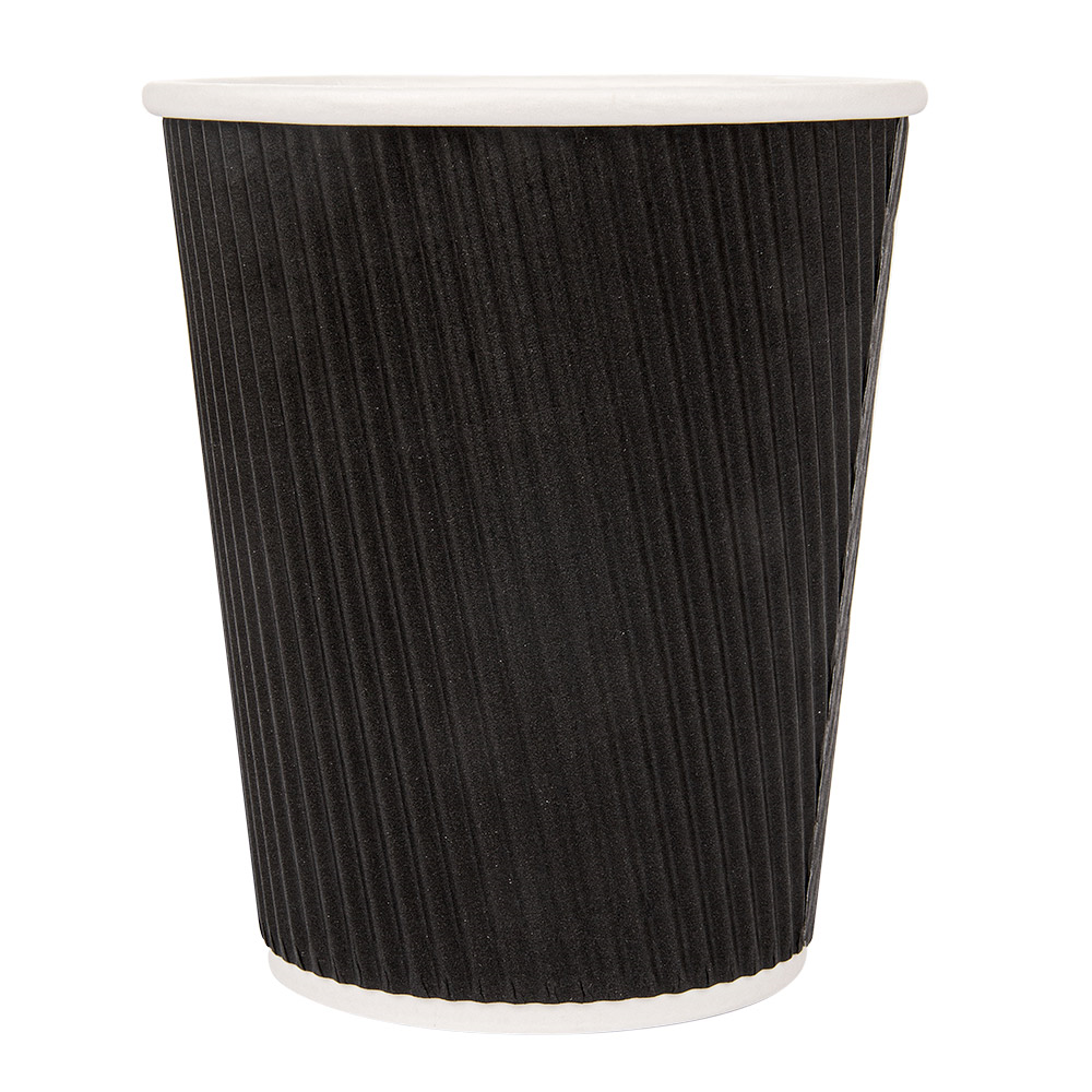 178.38-BICCHIERI BEVANDE CALDE DOPPIA PARETE  240 ML - 8 oz 280 + 250 + 18 PE G/M2 Ø8/5,6x9,2 CM NERO CARTONE (25 u.)