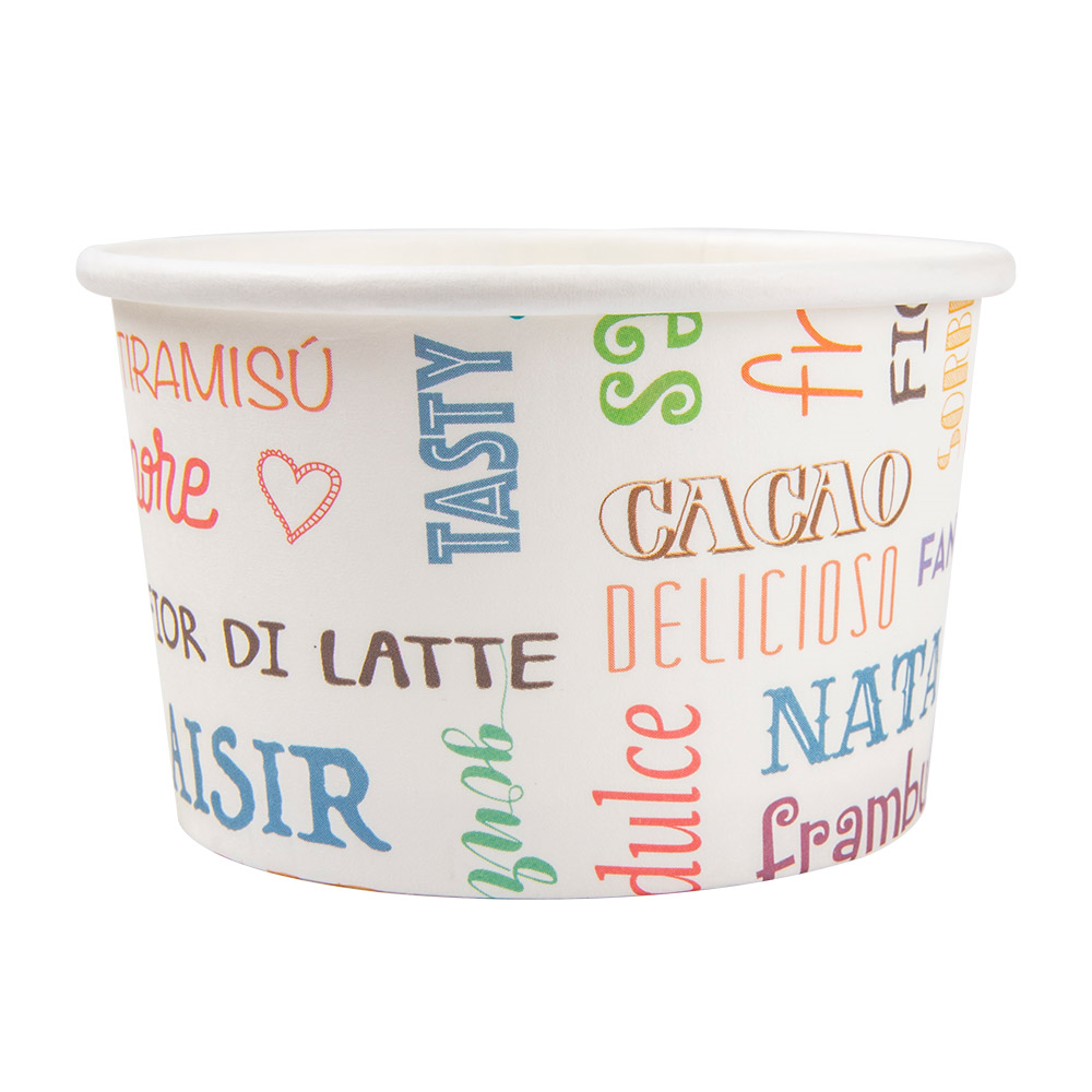 230.27-COPPETTE GELATI PAROLE 120 ML 210 + 18 PE G/M2 Ø7,7x4,7 CM BIANCO CARTONE (50 u.)