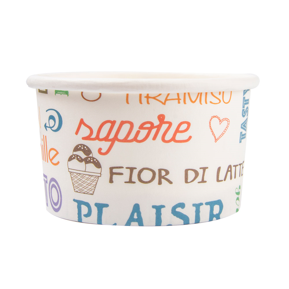 230.30-COPPETTA GELATI PAROLE 70 ML 210 + 18 PE G/M2 Ø6,5x3,9 CM BIANCO CARTONE (50 u.)
