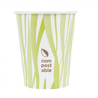 271.09-BICCHIERI BEVANDE FREDDE E CALDE 1 PARETE 'COMPOSTABLE GRASS' 240 ML - 8 oz 280 G/M2 Ø8/5,6x9,2 CM BIANCO CARTONE (50 u.)