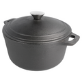 198.75-COCOTTE ROTONDA CON COPERCHIO  4800 ML Ø 25,5(33)x12,5 CM NERO FERRO