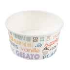 230.32-CONTENITORI GELATI PAROLE 150 ML 250 + 18 PE G/M2 Ø8,5x4,5 CM BIANCO CARTONE (50 u.)