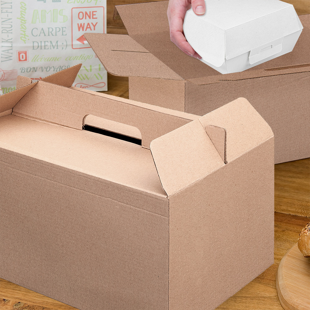 235.27-VALIGIETTE PORTA PRANZO THEPACK  28x20x15 CM NATURALE CARTONE A MICROCANALI (25 u.)