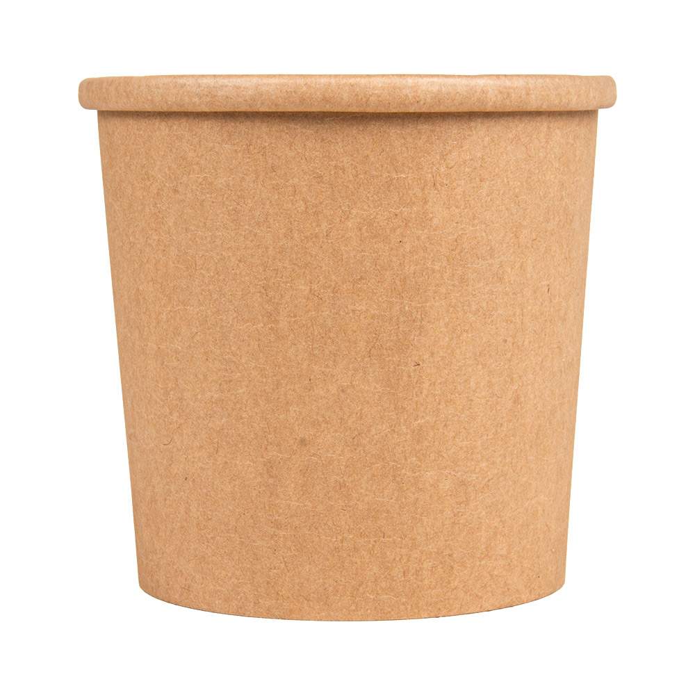 279.29-CONTENITORI CON COPERCHI 360 ML - 12 oz 300 + 18 PE G/M2 Ø 9/7,3x8,6 CM NATURALE KRAFT (25 u.)