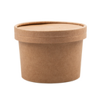 226.47-CONTENITORI CON COPERCHI 240 ML - 8 oz 300 + 18 PE G/M2 Ø9/7,5x6 CM NATURALE KRAFT (25 u.)
