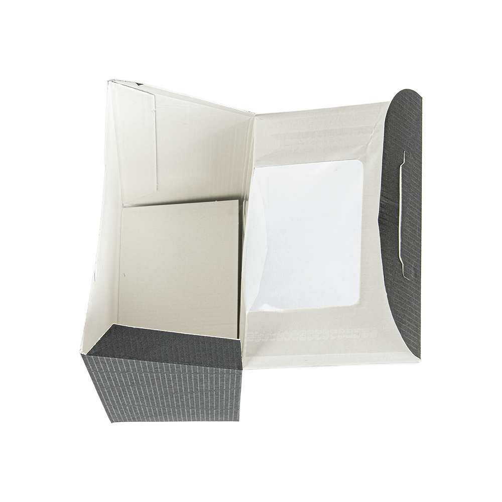 256.39-SCATOLE TORTILLA-WRAP CON FINESTRA 'THEPACK'  9,2x5,1x9,2/12,5 CM NERO CARTONE NANO-MICRO + OPP (100 u.)