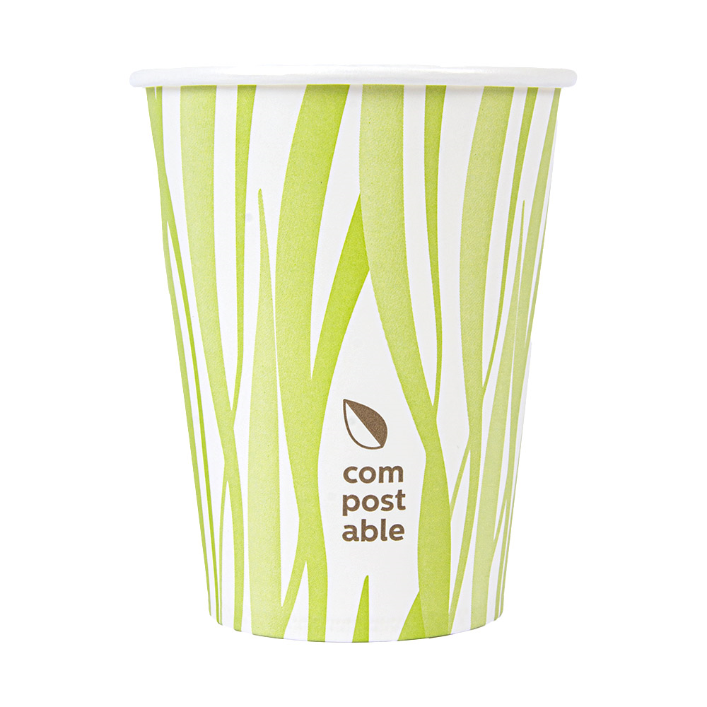 271.10-BICCHIERI BEVANDE FREDDE E CALDE 1 PARETE 'COMPOSTABLE GRASS' 360 ML 300 G/M2 Ø9/6x11 CM BIANCO CARTONE (50 u.)