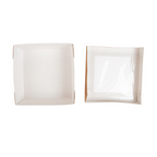 256.04-SCATOLINE+COPERCHI CON FINESTRA 'THEPACK' 750 ML 14x14x5 CM NATURALE CARTÓN NANO-MICRO + PP + OPP (25 u.)