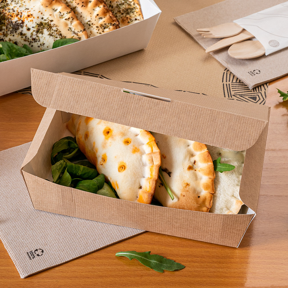 235.18-SCATOLE "LUNCH BOX" COPPERCHIO 'THEPACK' 1500 ML (48 oz) 21x18x5,5 CM NATURALE CARTONE NANO-MICRO (60 u.)