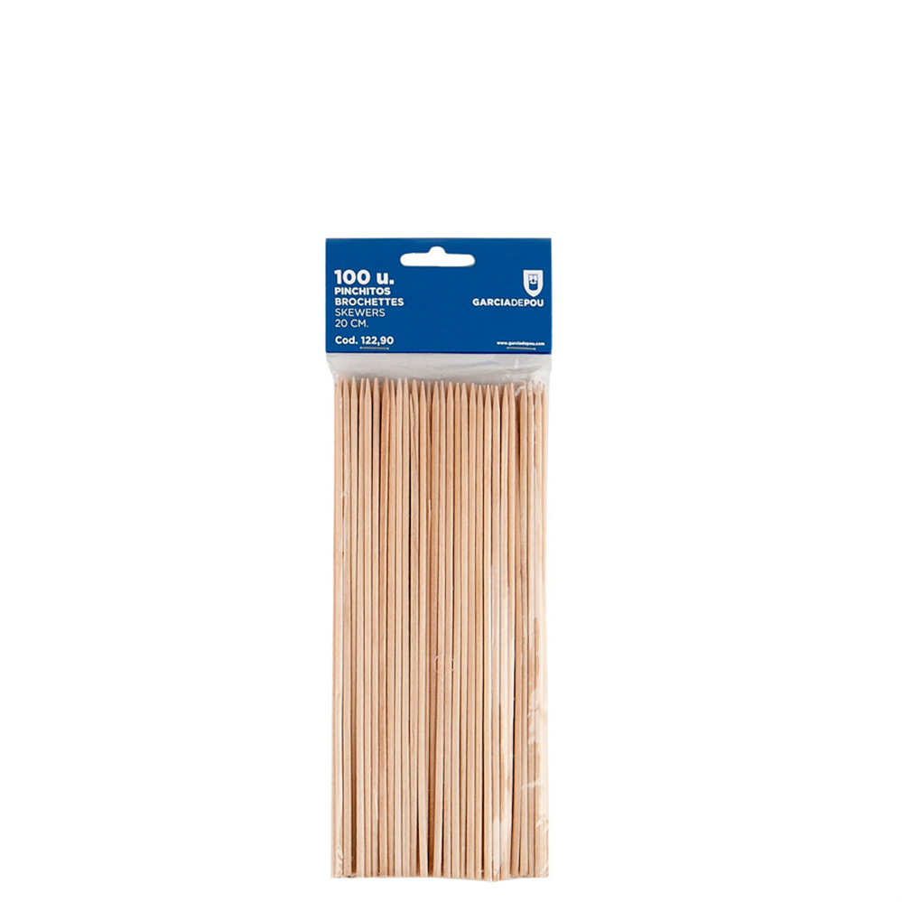 122.90-SPIEDINI "BROCHETTE"  20 CM NATURALE LEGNO (100 u.)