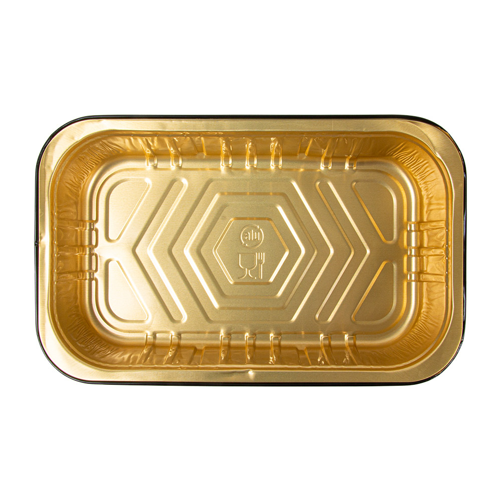 267.84-CONTENITORI LACCATI  1112 ML 23,2x14,4x4,7 CM NERO/ORO ALLUMINIO (50 u.)