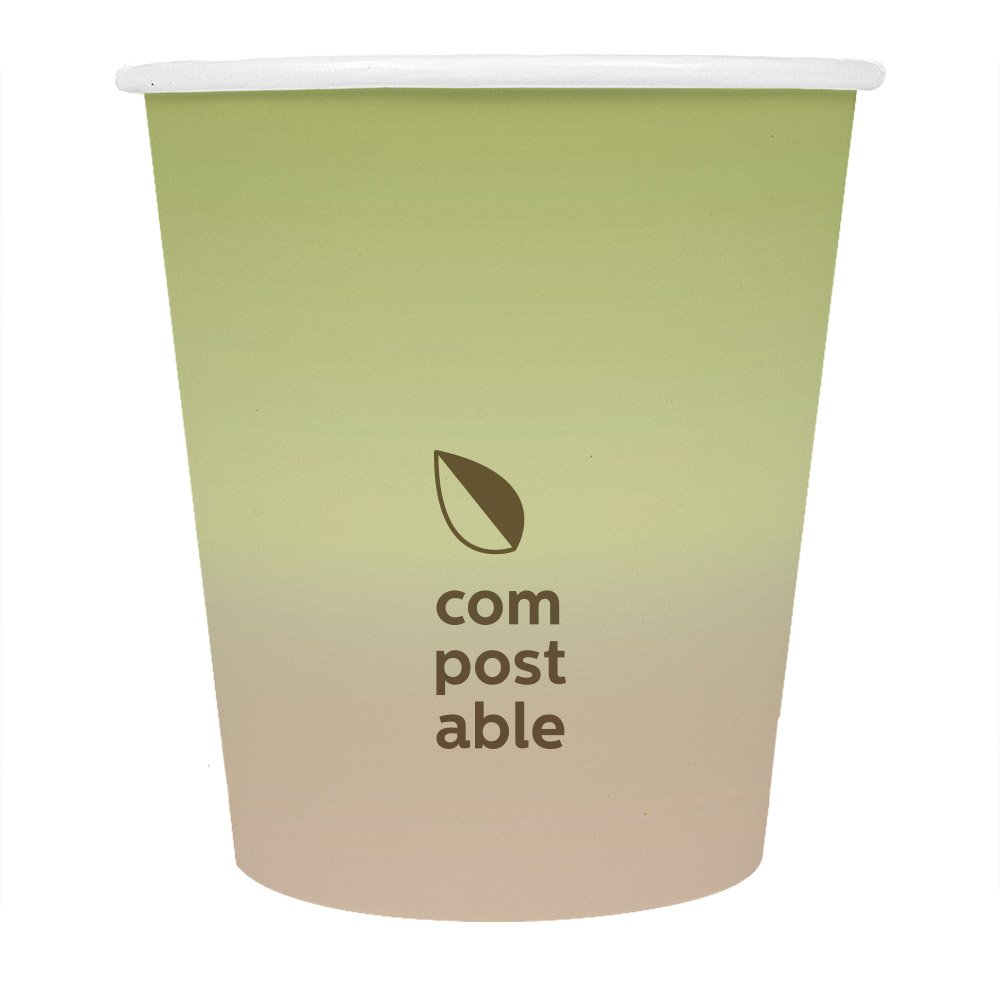 270.97-BICCHIERI BEVANDE FREDDE E CALDE 1 PARETE 'COMPOSTABLE GRADIENT' 180 ML - 6 oz 260 G/M2 Ø7,2/5,3x7,8 CM BIANCO CARTONE (50 u.)