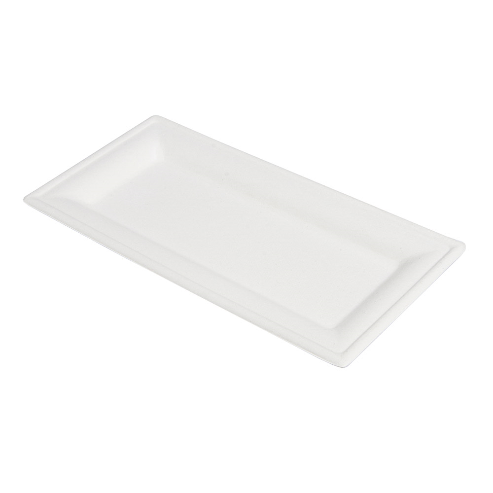 250.49-PIATTI RETTANGOLARI BIONIC  26x13x1 CM BIANCO BAGASSA (50 u.)