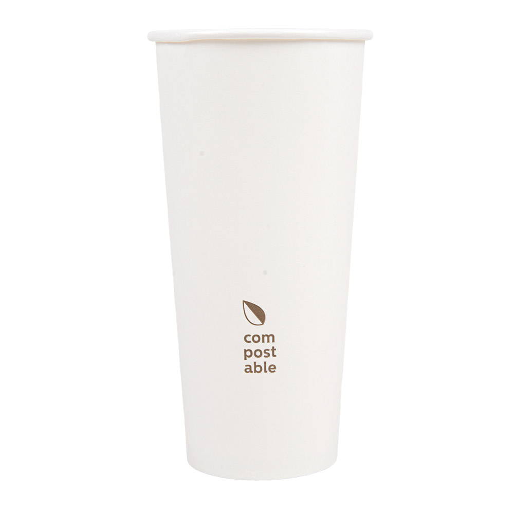 274.45-BICCHIERI BEVANDE FREDDE E CALDE 1 PARETE 'COMPOSTABLE' 660 ML - 22 oz 300 G/M2 Ø9/6x17 CM BIANCO CARTONE (50 u.)