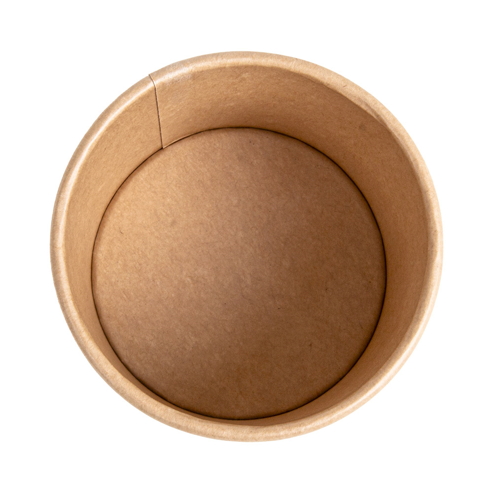 279.28-CONTENITORI CON COPERCHI 240 ML - 8 oz 300 + 18 PE G/M2 Ø9/7,5x6 CM NATURALE KRAFT (25 u.)