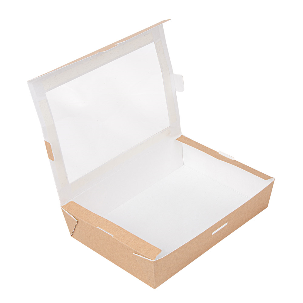 253.64-SCATOLE CON FINESTRA 'THEPACK' 1470 ML 19,8x14x4,8 CM NATURALE CARTONE NANO-MICRO + OPP (25 u.)