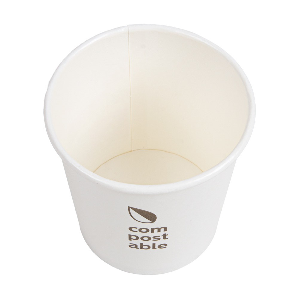 274.40-BICCHIERI BEVANDE FREDDE E CALDE 1 PARETE 'COMPOSTABLE' 120 ML - 4 oz 230 G/M2 Ø6,3/4,5x6 CM BIANCO CARTONE (50 u.)
