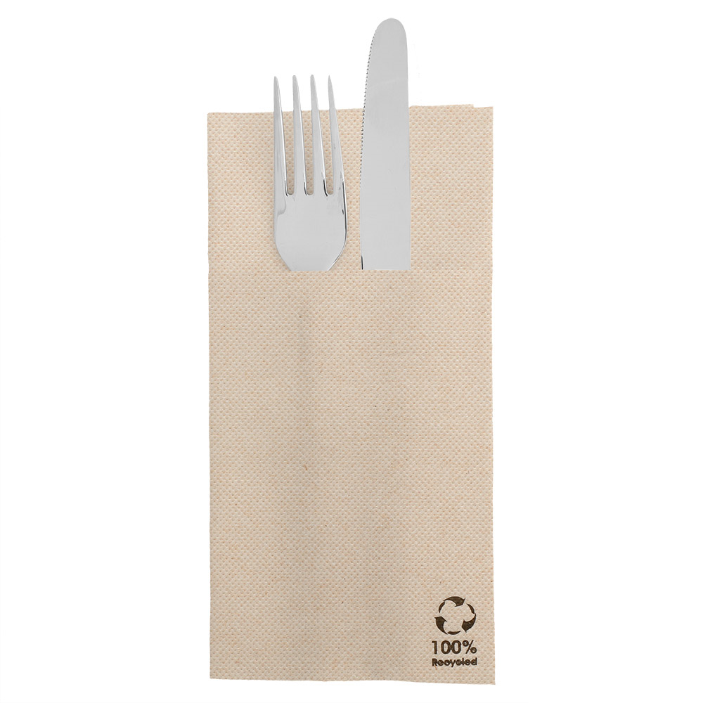 230.76-TOVAGLIOLI CANGURO 'DOUBLE POINT'  19 G/M2 39x40 CM NATURALE TISSUE RICICLATO (50 u.)