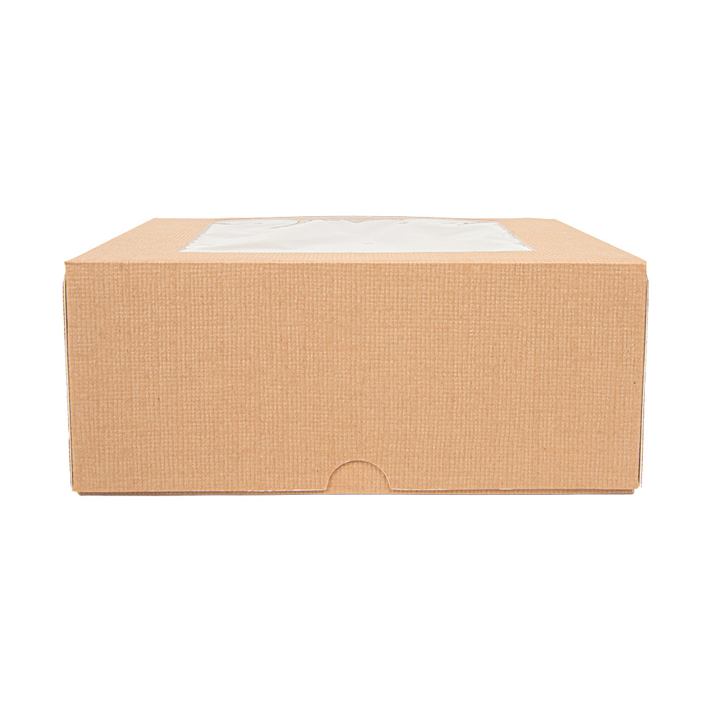 253.44-SCATOLE PER PASTICCERIA CON FINESTRA 'THEPACK'  18x18x7,5 CM NATURALE CARTONE NANO-MICRO + OPP (50 u.)