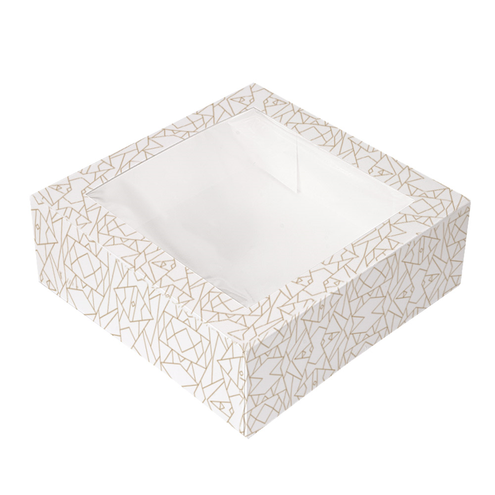 253.29-SCATOLE PER PASTICCERIA CON FINESTRA 'THEPACK' DECO  28x28x10 CM BIANCO CARTONE NANO-MICRO + OPP (50 u.)