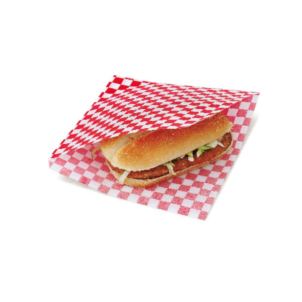 233.18-CARTA ANTIGRASSO APERTO 2 LATI FAST FOOD RED FITIPALDI 34 G/M2 13x14 CM BIANCO PERGAMANA ANTIGRASSI (1000 u.)