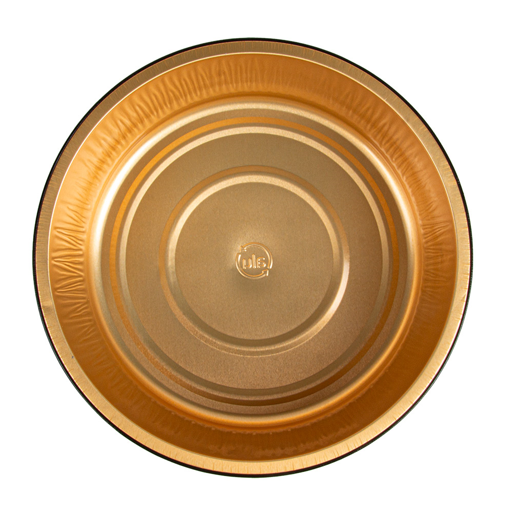 279.54-CONTENITORI LACCATI 1200 ML Ø 19,6/16x5,5 CM NERO/ORO ALLUMINIO (50 u.)