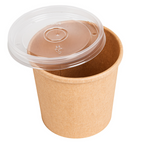 279.29-CONTENITORI CON COPERCHI 360 ML - 12 oz 300 + 18 PE G/M2 Ø 9/7,3x8,6 CM NATURALE KRAFT (25 u.)