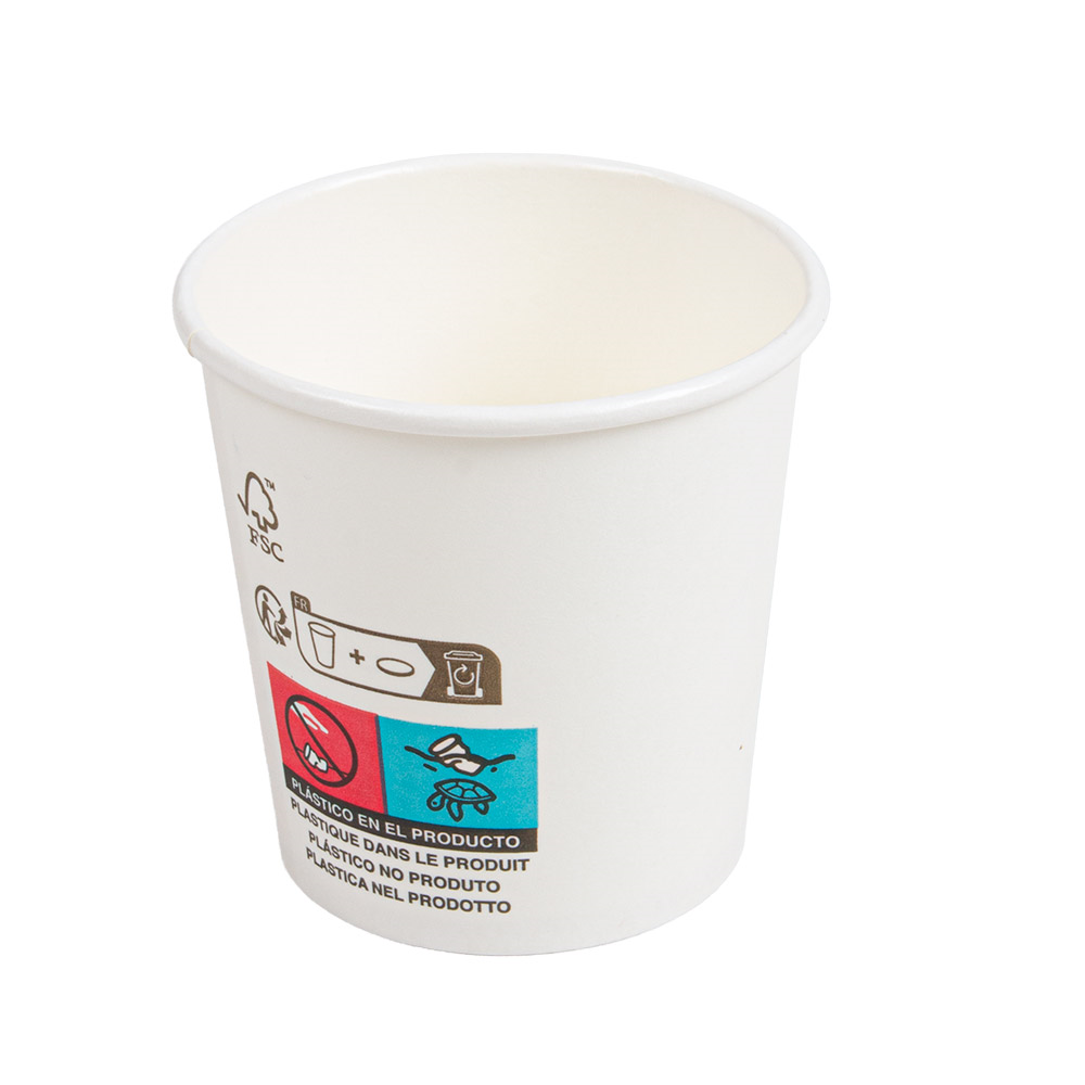 274.40-BICCHIERI BEVANDE FREDDE E CALDE 1 PARETE 'COMPOSTABLE' 120 ML - 4 oz 230 G/M2 Ø6,3/4,5x6 CM BIANCO CARTONE (50 u.)
