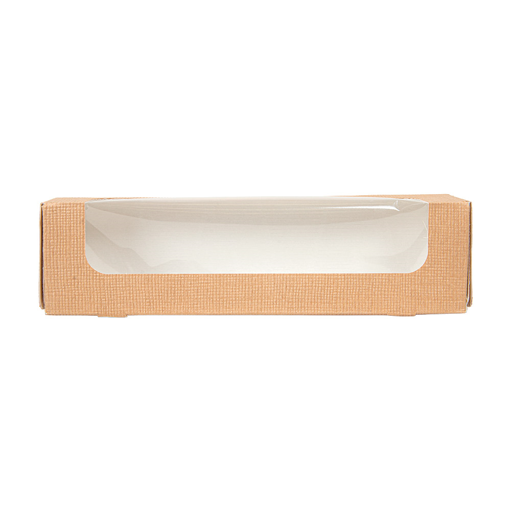 279.25-ASTUCCI PER MACARON CON FINESTRA 'THEPACK'  19x5x5 CM NATURALE CARTONE NANO-MICRO + OPP (50 u.)