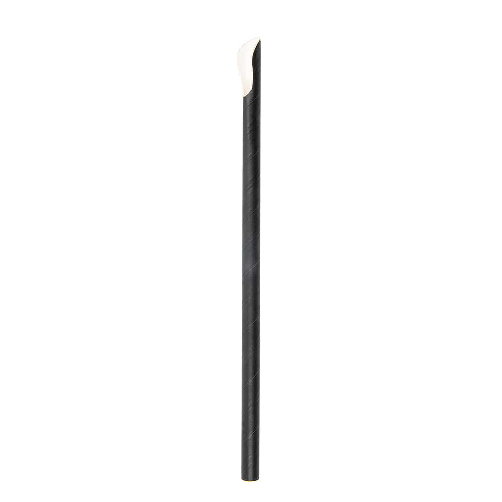 227.99-CONFEZIONE CANNUCCE&CUCCHIAINO 'PAPER'  Ø 0,8x21 CM NERO CARTA (100 u.)