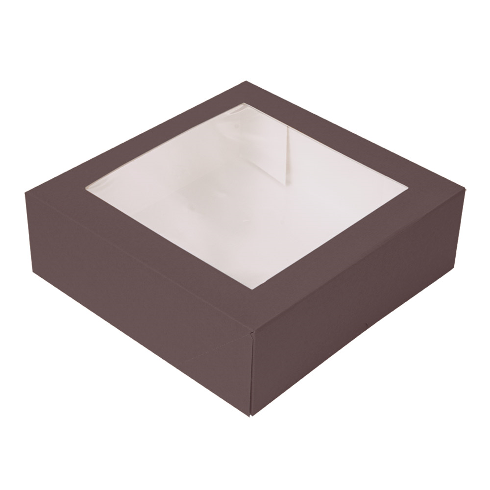 269.62-SCATOLE PER PASTICCERIA CON FINESTRA THEPACK  23x23x7,5 CM CIOCCOLATO CARTONE NANO-MICRO + OPP (50 u.)