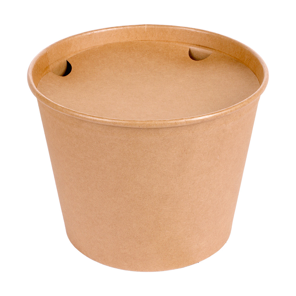 257.89-CONTENITORI PER POLLO +COPERCHIO  4500 ML 337 + 18PE G/M2 Ø 21,6/16x16,6 CM NATURALE KRAFT (40 u.)