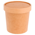 212.59-CONTENITORI CON COPERCHI 360 ML - 12 oz 300 + 18 PE G/M2 Ø 9/7,3x8,6 CM NATURALE KRAFT (25 u.)