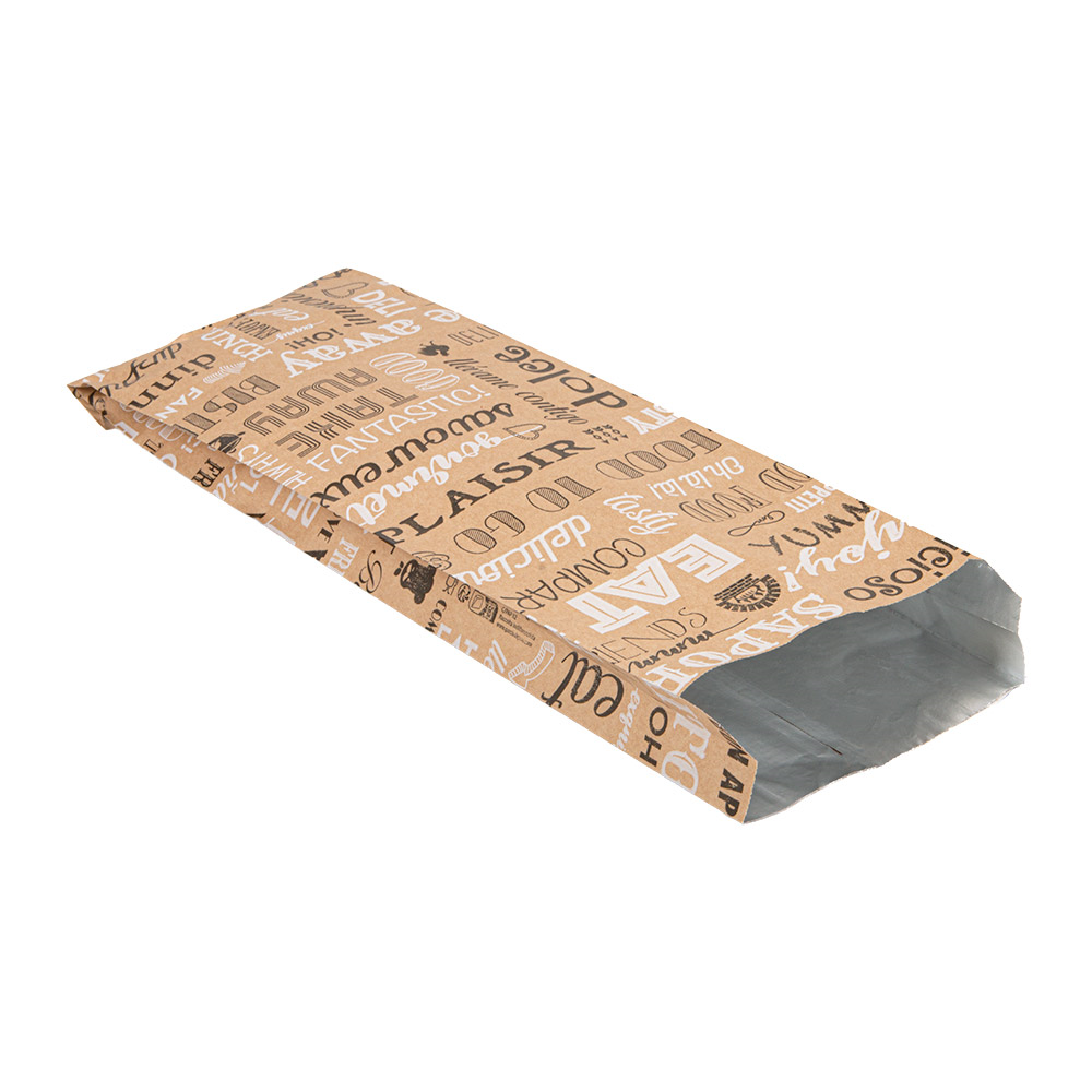 265.92-SACHETTI ANTIGRASSO PER SANDWICHES PAROLE 40+20 G/M2 12+4x35 CM MARRONE KRAFT + ALLUMINIO (500 u.)