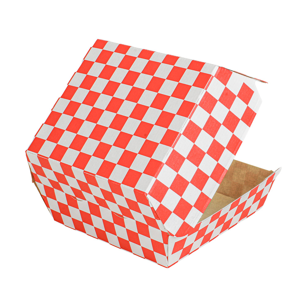 274.01-SCATOLE HAMBURGER 'THEPACK' RED FITIPALDI  12,5x12x5,8 CM ROSSO/NATURALE CARTONE NANO-MICRO (50 u.)