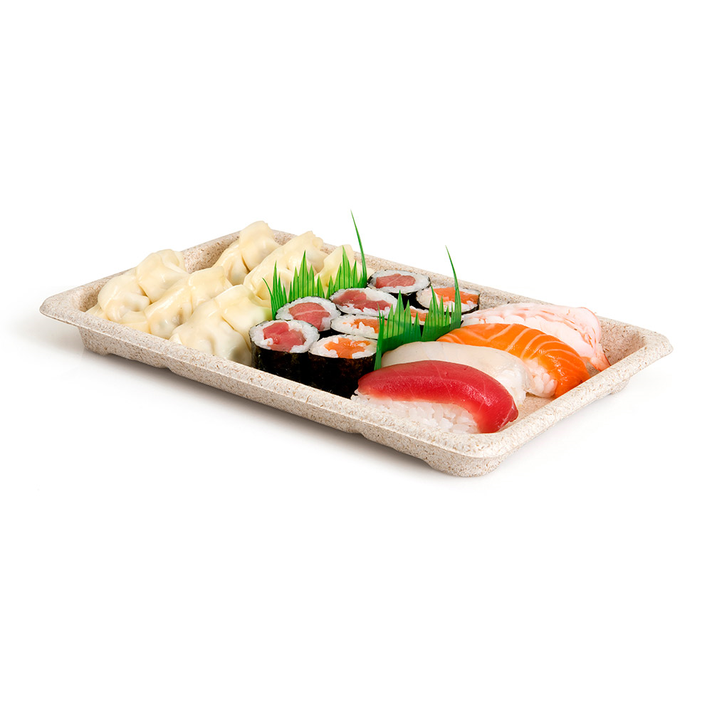 220.74-SCATOLE SUSHI 'BIONIC'  23,5x15,5x2 CM NATURALE BAGASSA (50 u.)