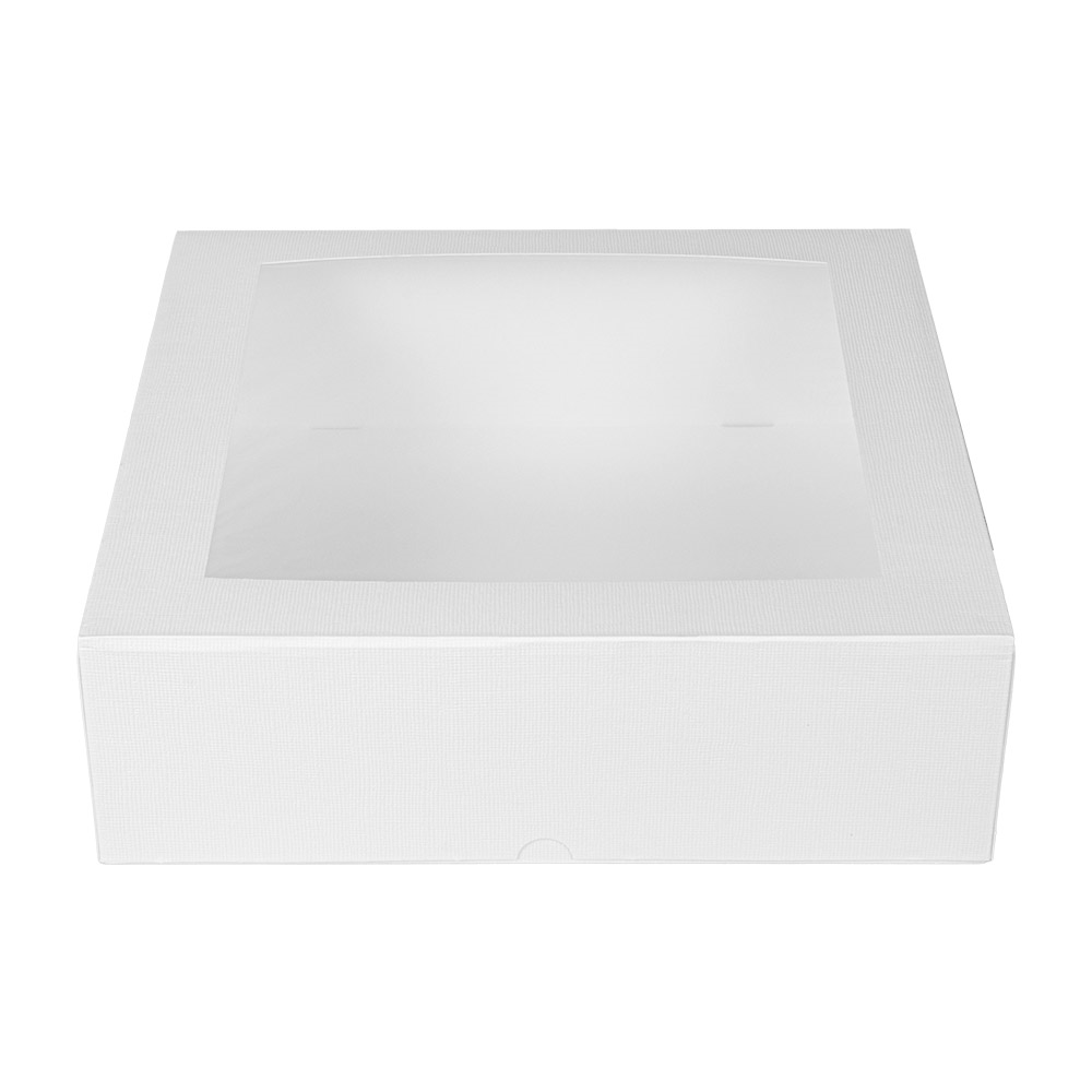 201.72-SCATOLE PER PASTICCERIA CON FINESTRA 'THEPACK'  32x32x10 CM BIANCO CARTONE NANO-MICRO + OPP (50 u.)