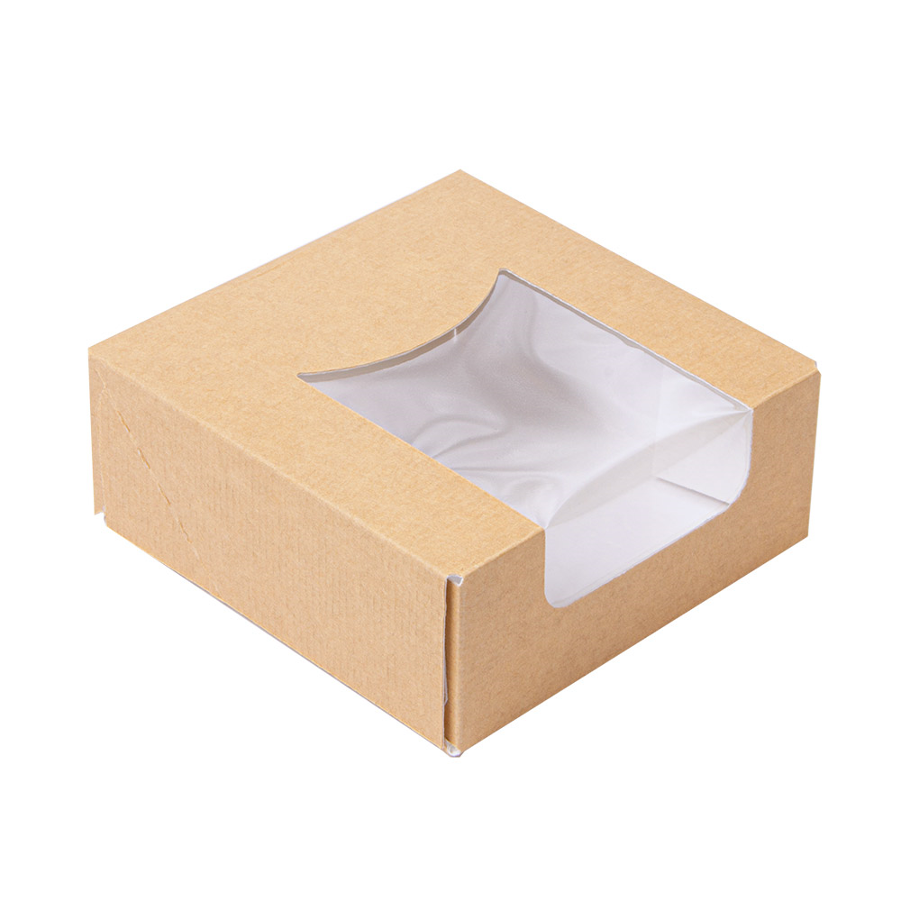 253.36-CONTENITORI SUSHI+FINESTRA 'THEPACK'  10x10x4 CM MARRONE CARTONE NANO-MICRO + OPP (50 u.)