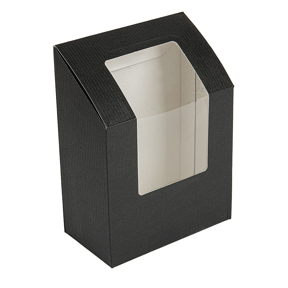 256.39-SCATOLE TORTILLA-WRAP CON FINESTRA 'THEPACK'  9,2x5,1x9,2/12,5 CM NERO CARTONE NANO-MICRO + OPP (100 u.)