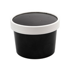 226.46-CONTENITORI CON COPERCHI 240 ML - 8 oz 300 + 18 PE G/M2 Ø9/7,5x6 CM NERO CARTONE (25 u.)