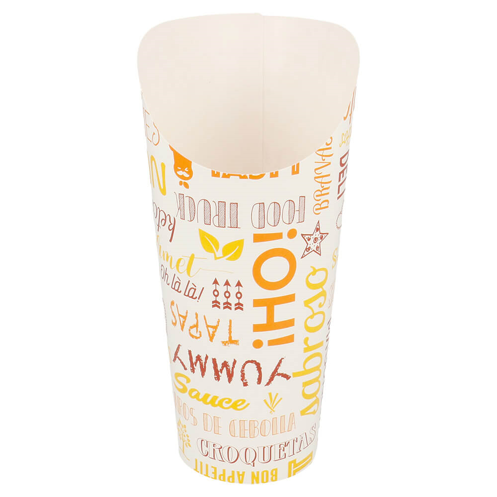229.60-BICCHIERE PER FRITTI APERTO PAROLE 22 OZ - 660 ML 250 + 18PE G/M2 Ø8,5x18 CM BIANCO CARTONE (50 u.)