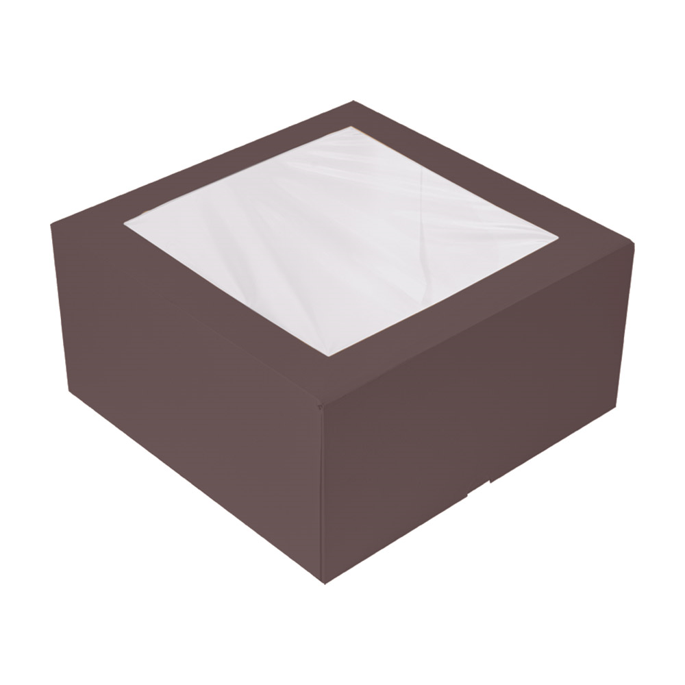 269.63-SCATOLE PER PASTICCERIA CON FINESTRA 'THEPACK'  24x24x12 CM CIOCCOLATO CARTONE NANO-MICRO + OPP (50 u.)