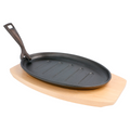 113.07-PIATTO CONTADINO OVALE + BASE DI LEGNO   27x18x2 CM NERO FERRO