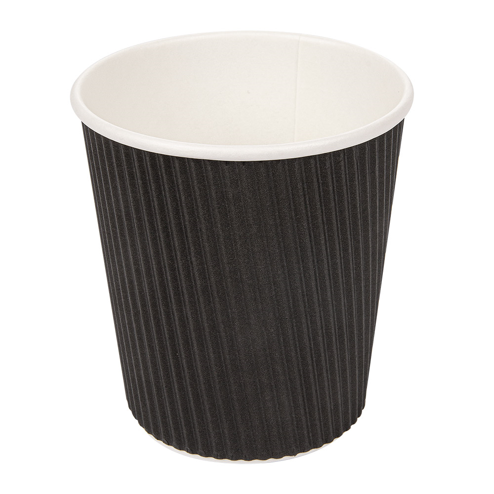 220.52-BICCHIERI BEVANDE CALDE DOPPIA PARETE  180 ML - 6 oz 260 + 250 + 18 PE G/M2 Ø7,2/5,3x7,8 CM NERO CARTONE (25 u.)