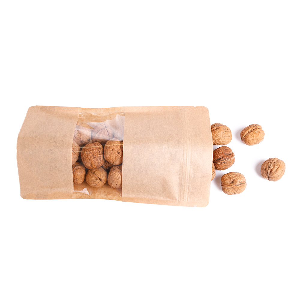 258.04-SACCHE CON CHIUSURA ZIP  500 GR 45 + 13 PET + 27 CPP G/M2 16+4x27 CM NATURALE KRAFT (50 u.)