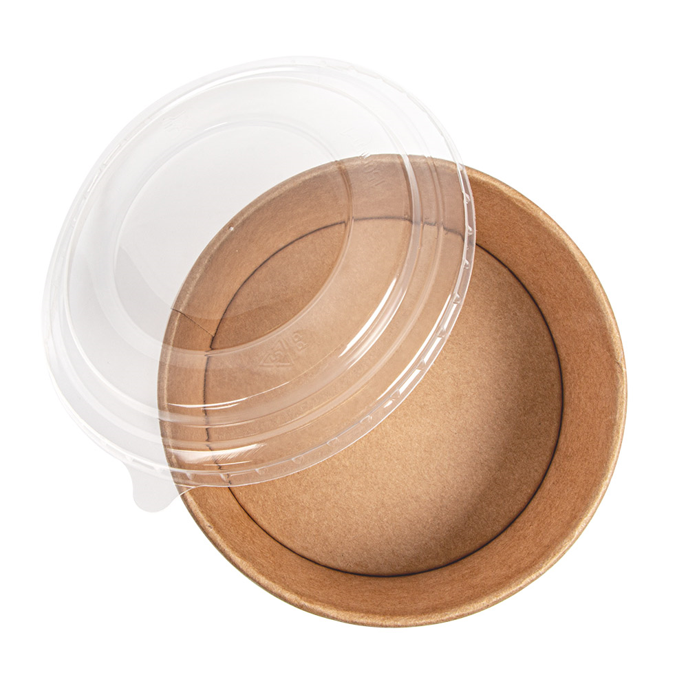 233.45-COMBO INSALATIERA + COPPERCHIO PET 750 ML - 25 oz 300 + 18 PE G/M2 Ø15/12,8x6 CM NATURALE KRAFT (25 u.)