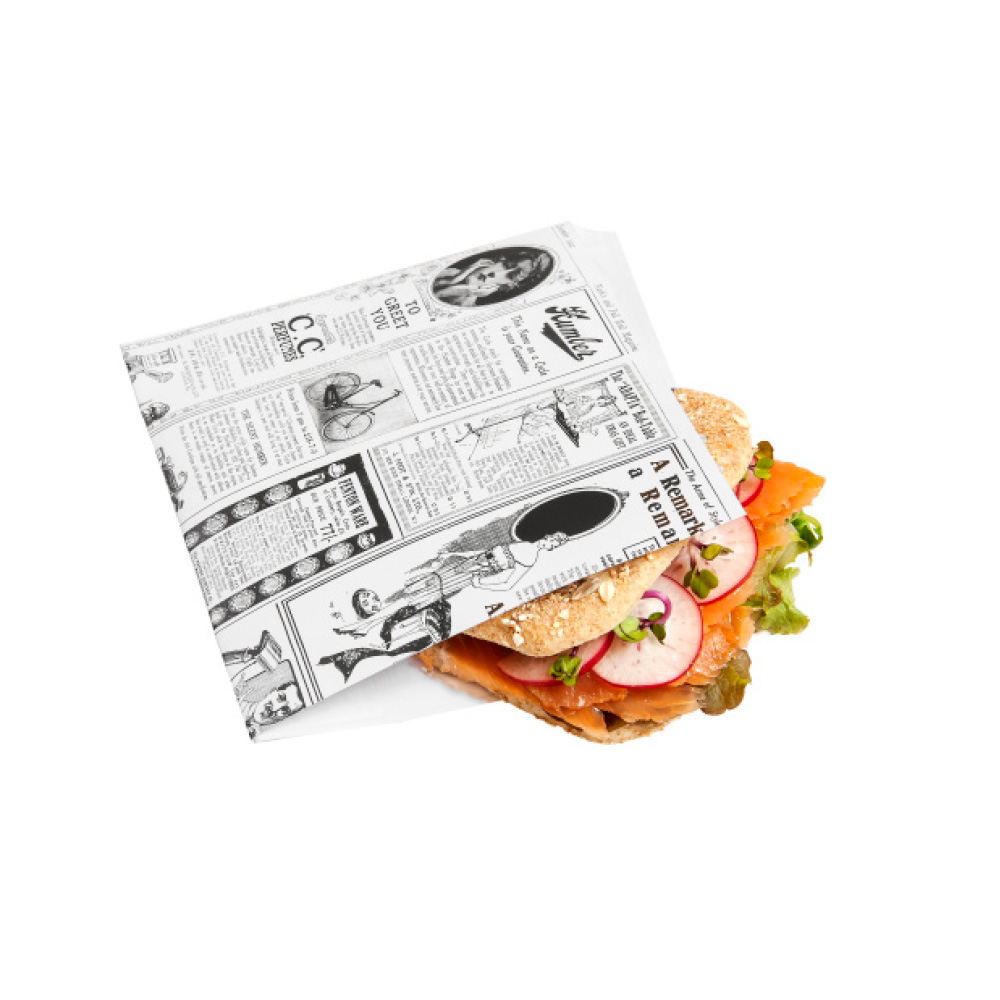 186.24-CARTA ANTIGRASSO APERTO 2 LATI FAST FOOD TIMES 35 G/M2 13x14 CM BIANCO PERGAMANA ANTIGRASSI (1000 u.)